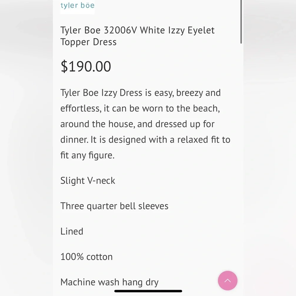 Tyler Boe Izzy Eyelet Topper Crochet Dress w Bell Sleeves Notch Neck White - Picture 7 of 15